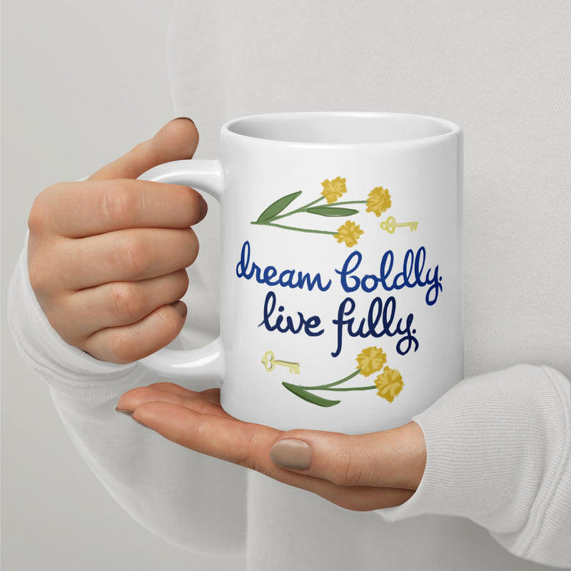 Kappa Kappa Gamma Sorority Motto Mug in larger 20 oz size shown in model&