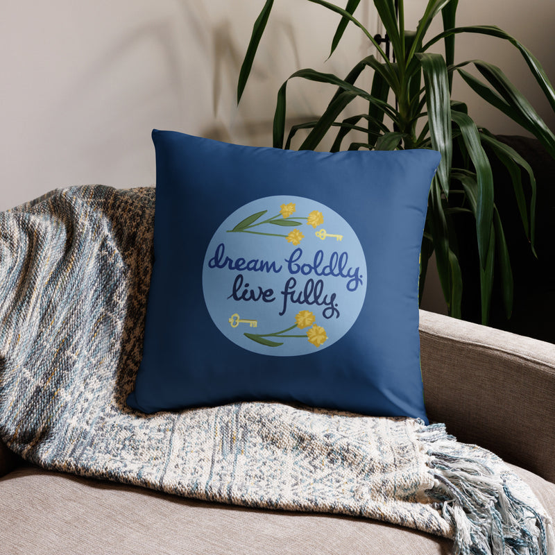 Kappa Kappa Gamma Sorority Motto Pillow showing front of 22" x 22" pillow