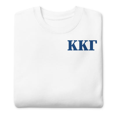 Kappa Kappa Gamma Letters Sweatshirt shown folded with Kappa letters in Kappa blue on front