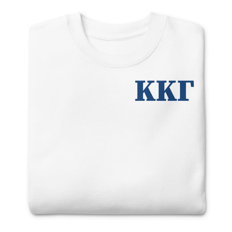 Kappa Kappa Gamma Letters Sweatshirt shown folded with Kappa letters in Kappa blue on front