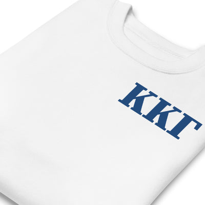 Kappa Kappa Gamma Letters Sweatshirt in fresh white with Kappa blue letters