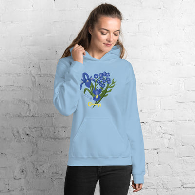 Kappa Kappa Gamma Fleur de Key Hoodie in light blue shown on model