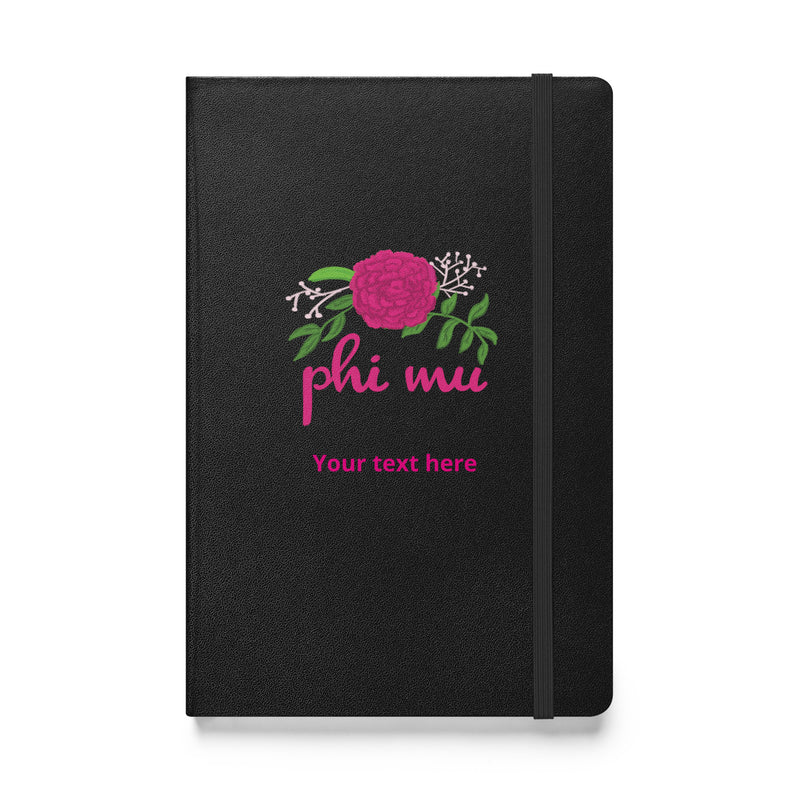 Phi Mu Carnation Personalized Journal Book in black