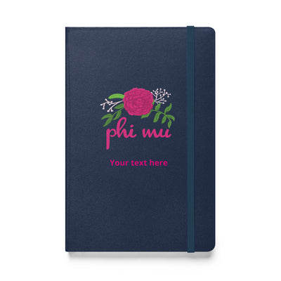 Phi Mu Carnation Personalized Journal Book in Navy Blue