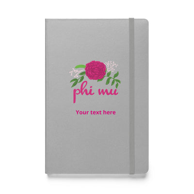 Phi Mu Carnation Personalized Journal Book in Silver