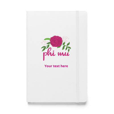 Phi Mu Carnation Personalized Journal Book in white