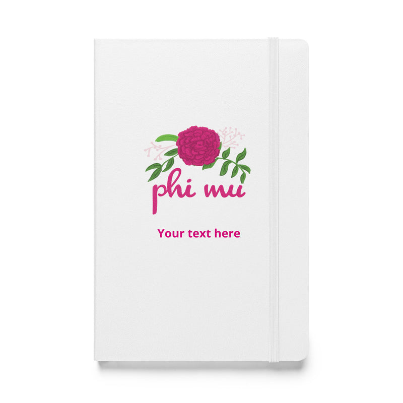 Phi Mu Carnation Personalized Journal Book in white