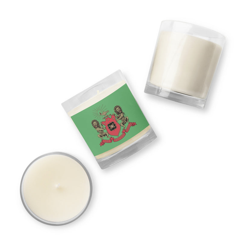 Phi Mu Crest Soy Unscented Candle showing different angles