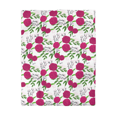 Phi Mu Sorority Duvet Cover with pink carnation floral print by Greek Happy