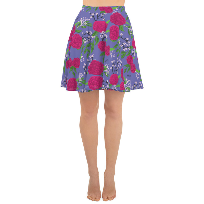 Phi Mu Carnation Floral Purple Skater Skirt