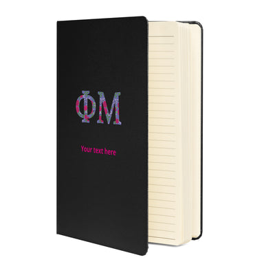 phi mu sorority letters journal showing inside lined pages