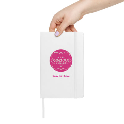 Phi Mu Les Soeurs Personalized Journal in white in woman's hand