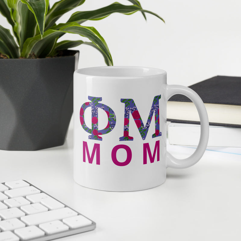 Phi Mu Double Sided Mothers Day Mug in office setting