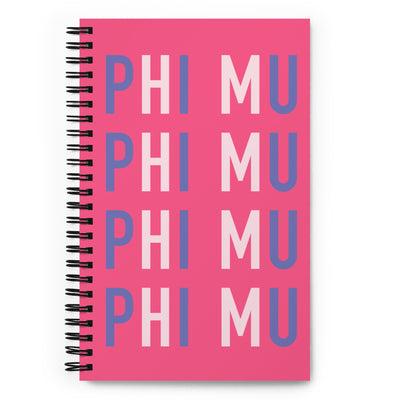 Phi Mu colorful spiral notebook