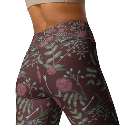 Pi Beta Phi carnation print sorority leggings shown on model in wine color