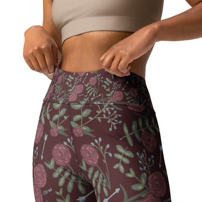 Pi Beta Phi carnation print sorority leggings shown on model in close up view in front