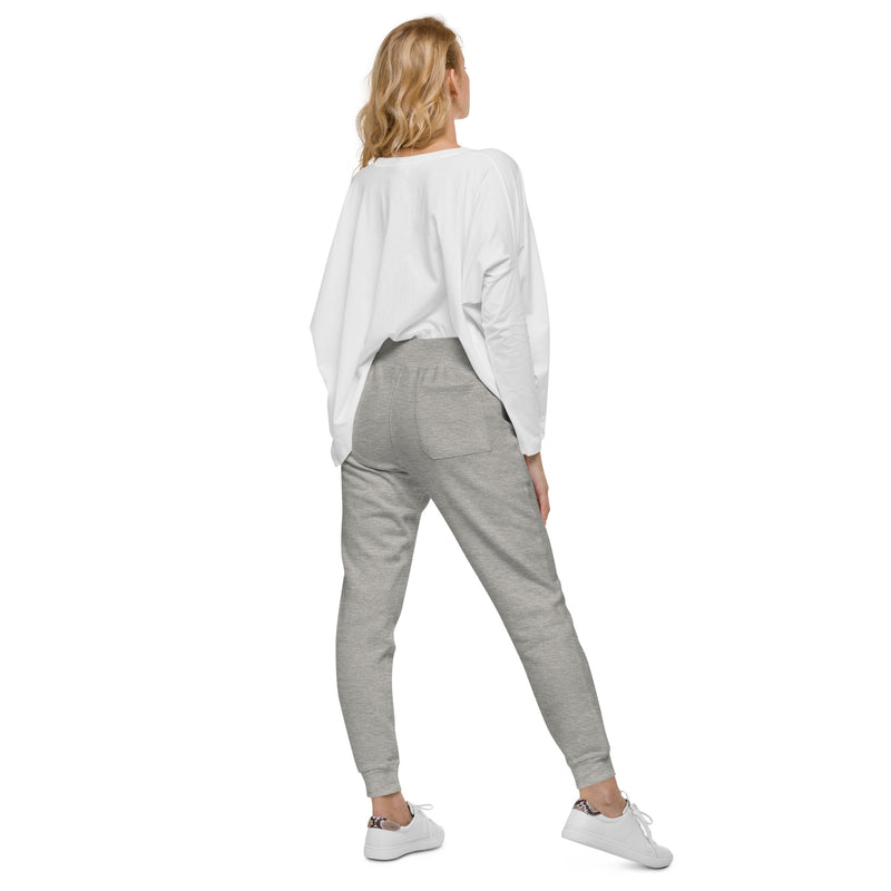 Pi Phi carbon gray sweatpants printed with your Pi Phi letters in burgundy shown in rear view on model