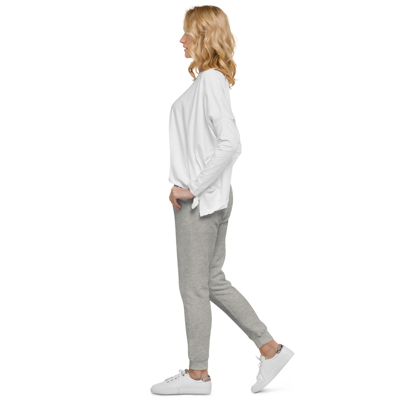 Pi Phi carbon gray sweatpants printed with your Pi Phi letters in burgundy shown in side view on model