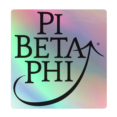 Pi Beta Phi Logo Holographic Sticker in close up view