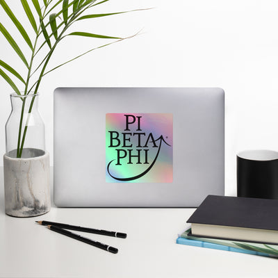 Pi Beta Phi Logo Holographic Sticker in 5" size on laptop