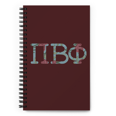 Pi Beta Phi Greek Letters Spiral Notebook in close up view
