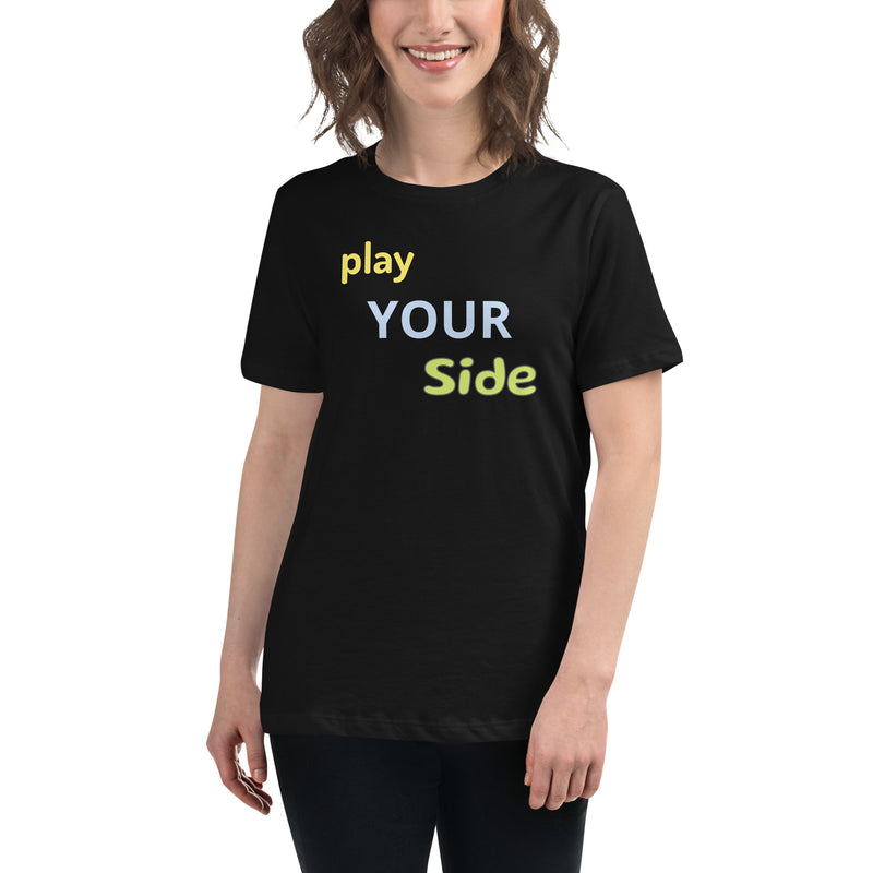 play your side pickleball t-shirt in black on model