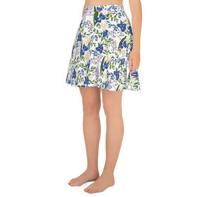 Side view of SAEPi Iris Floral Skater Skirt on model