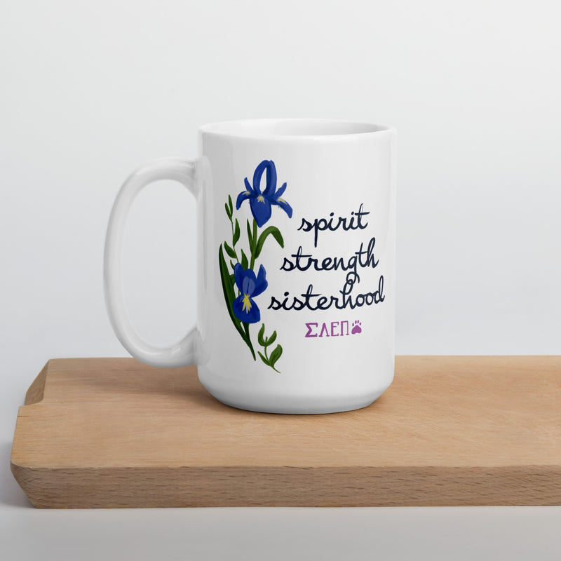 SAEPi Mom Mug in 15 oz size showing Sigma motto design on reverse side