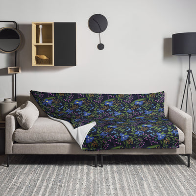 SAEPi floral throw blanket in 60" x 80" size shown on couch