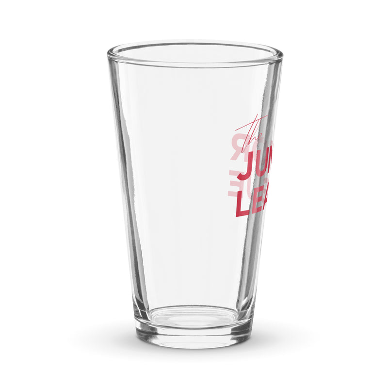 Junior League Shaker 16 oz Pint glass showing side of glass