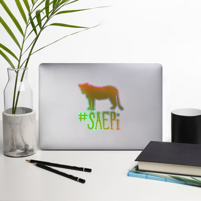 New! SAEPi Sorority Lioness Holographic Sticker on laptop