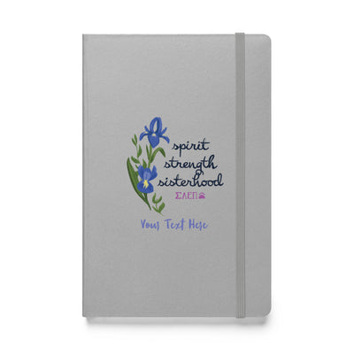 Sigma Alpha Epsilon Pi journal in silver with hand-drawn motto design on front