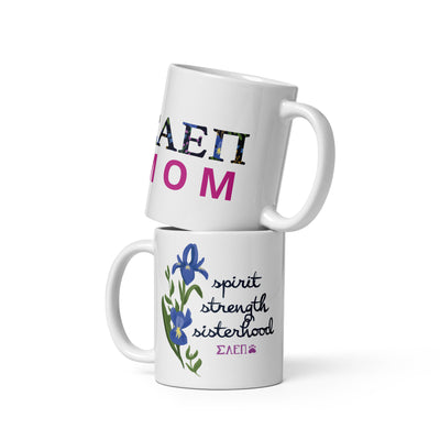 SAEPi Mom Mug with double Sided design in 11 oz size showing both designs