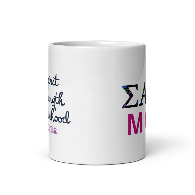 SAEPi Mom Mug showing designs on both sides of mug