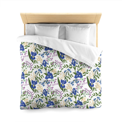 Sigma Alpha Epsilon Pi Sorority Duvet Cover in Queen size shown with headboard offered by Greek Happy