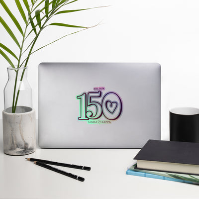 Sigma Kappa 150th Anniversary Holographic Sticker on laptop