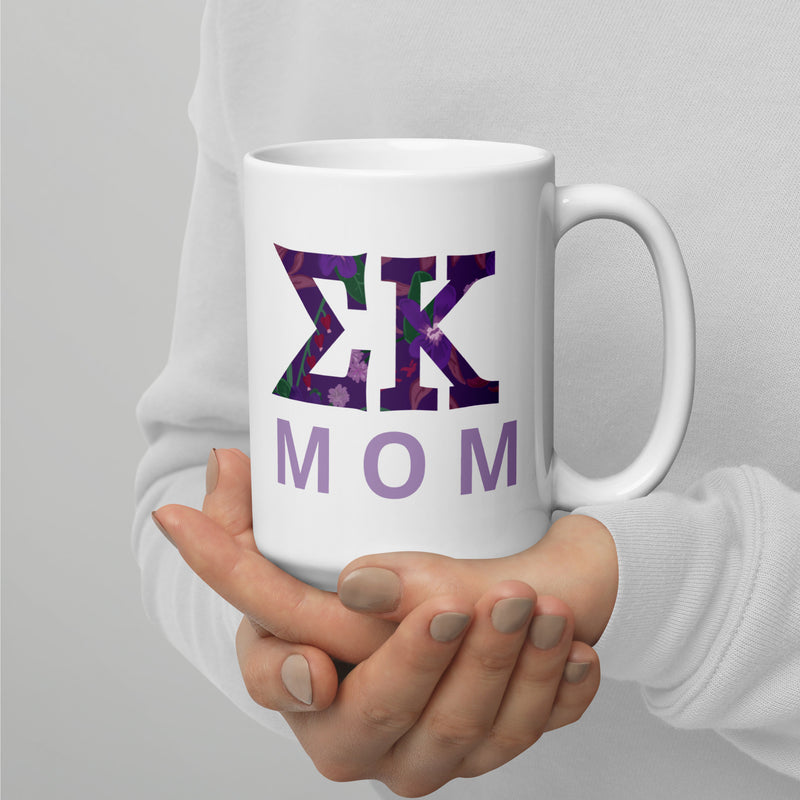 Sigma Kappa Mom Mug in 15 oz size in model&
