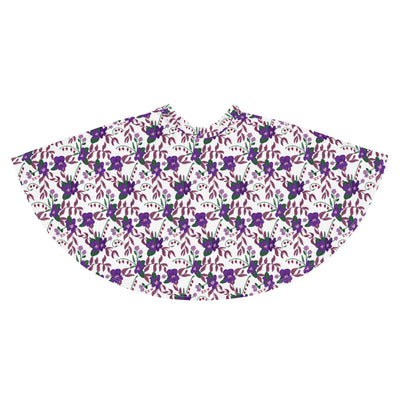 Flat view of Sigma Kappa skater skirt in white showing violet print