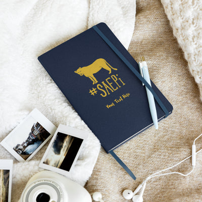 Sigma Lioness Hardcover Journal Book in Navy Blue in lifestyle setting