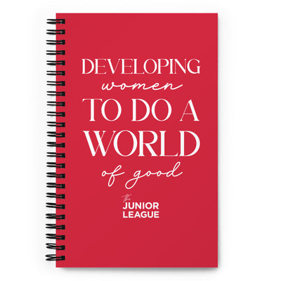 Junior League Red Spiral Notebook in full view