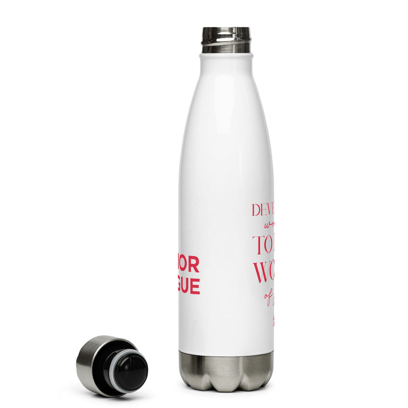 Junior League Double Design Stainless Steel Water Bottle showing cap off