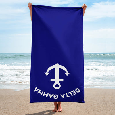 delta gamma beach or bath towel in beach scene