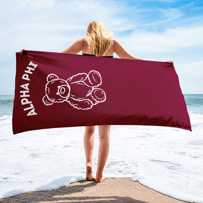 Alpha Phi Bear Beach Towel at beach