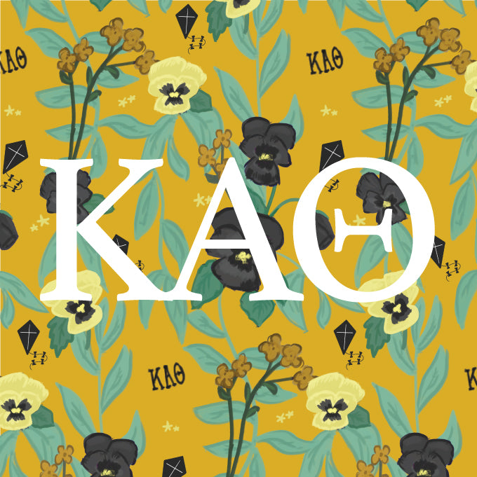 kappa alpha theta letters sticker with sorority symbols, colors and flower
