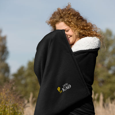 Kappa Alpha Theta Embroidered Sherpa Blanket on model