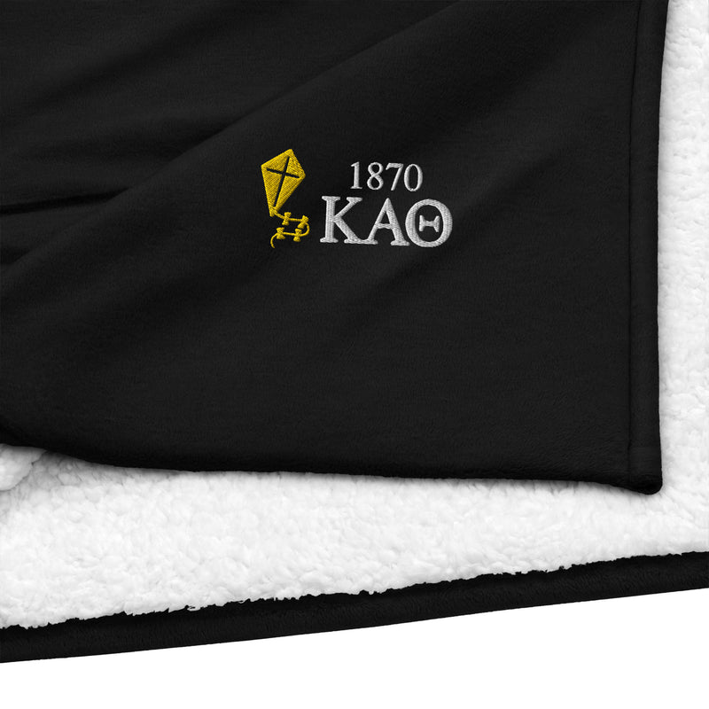 Kappa Alpha Theta Embroidered Sherpa Blanket in detail view