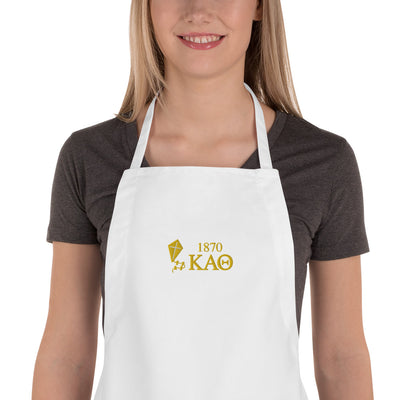 theta white embroidered apron