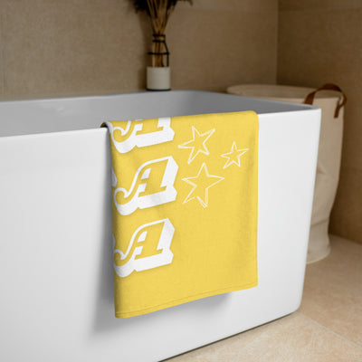 Kappa Alpha Theta Beach Towel shown over bathtub