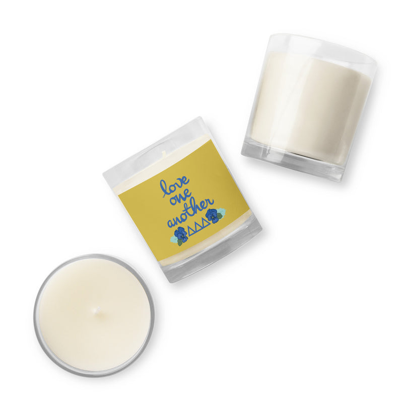 Tri Delta Sorority Soy Candle shown in different angles