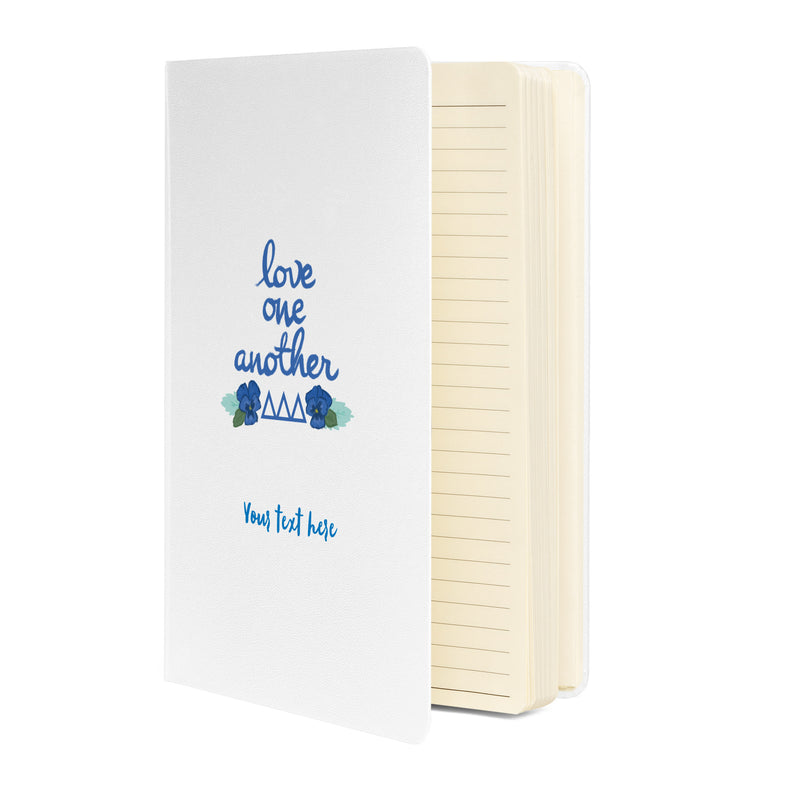 Tri Delta Sorority Motto Journal showing lined inside pages of white journal